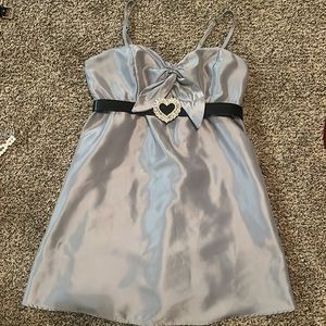Slate blue babydoll spaghetti strap dress